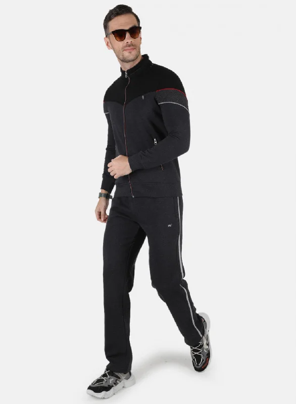 Men Grey Solid Tracksuit