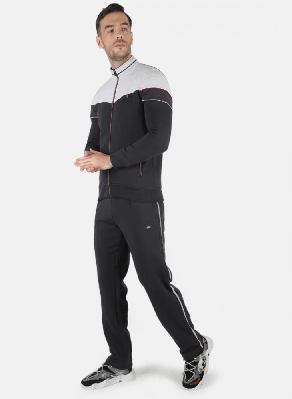 Men Grey Solid Tracksuit