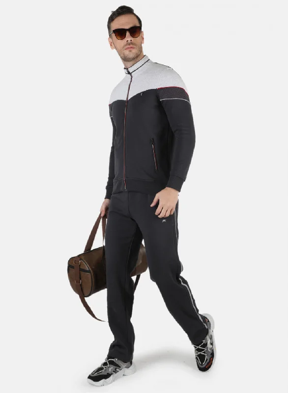 Men Grey Solid Tracksuit