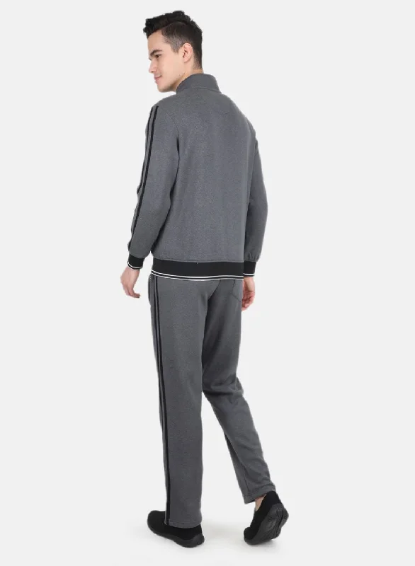 Men Grey Solid Tracksuit