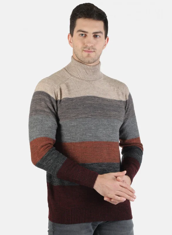 Men Multi Color Self Pullover