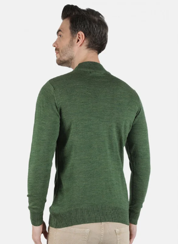 Men Olive Solid Pullover