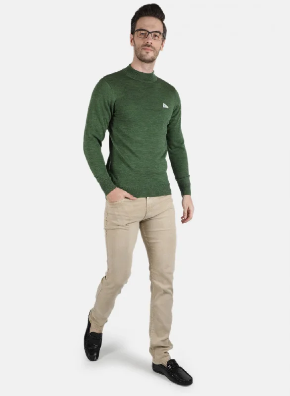 Men Olive Solid Pullover