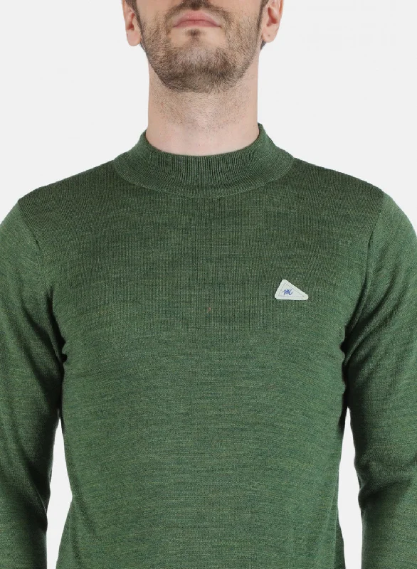 Men Olive Solid Pullover