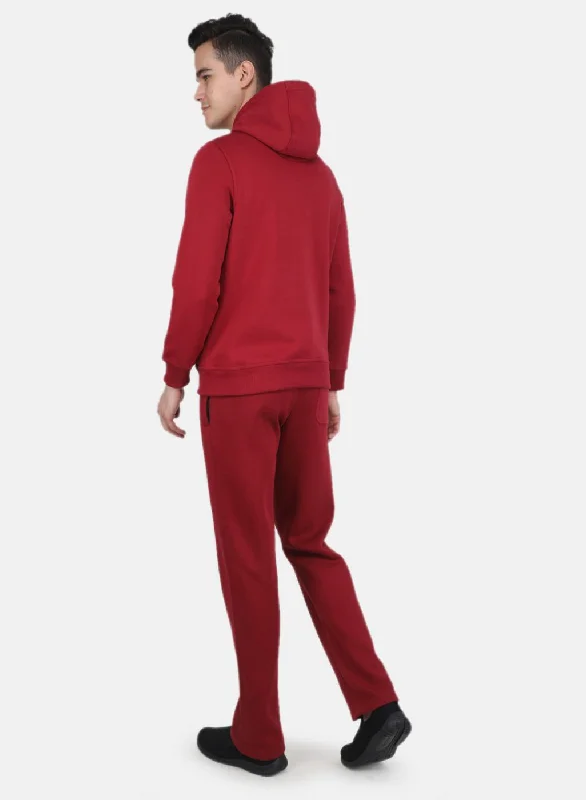 Men Red Solid Tracksuit