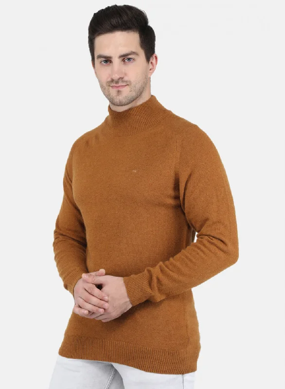 Men Rust Orange Solid Pullover