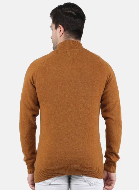 Men Rust Orange Solid Pullover