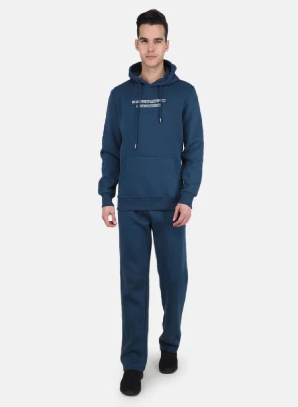 Men Teal Blue Solid Tracksuit