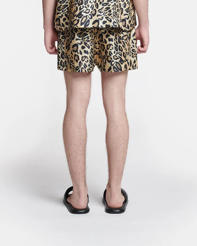 Amil - Printed Twill-Silk Shorts - Leopard