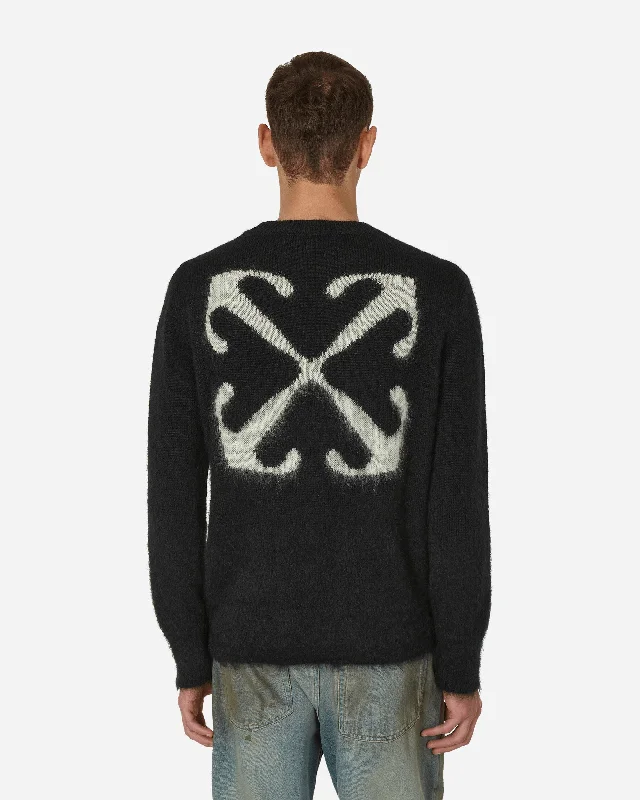 Mohair Arrow Knit Crewneck Sweater Black