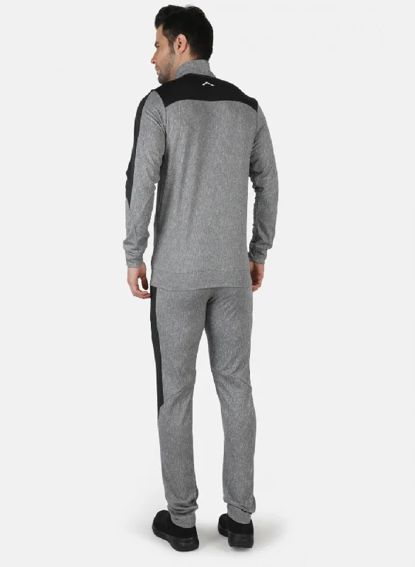 Grey Regular Fit Full Sleeve Collar Neck Tracksuit