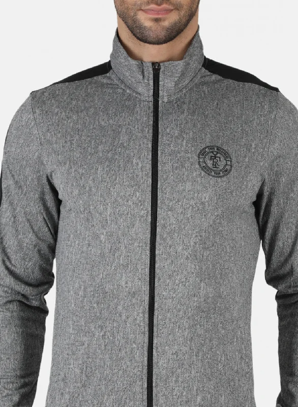 Grey Regular Fit Full Sleeve Collar Neck Tracksuit