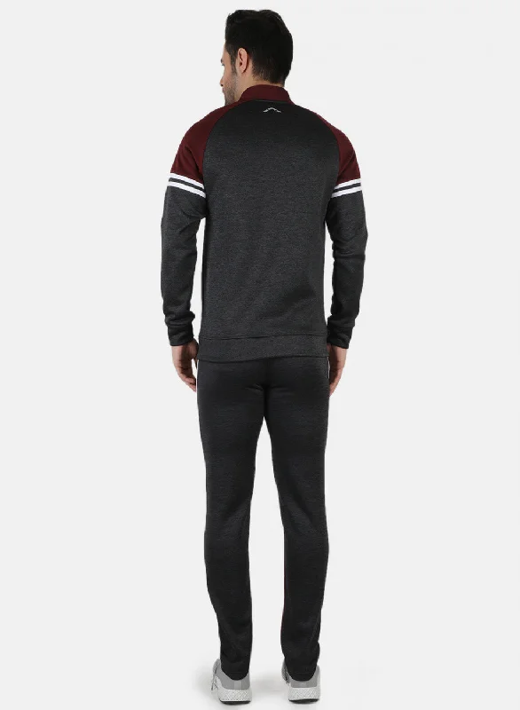 Maroon Regular Fit Full Sleeve Collar Neck Tracksuit