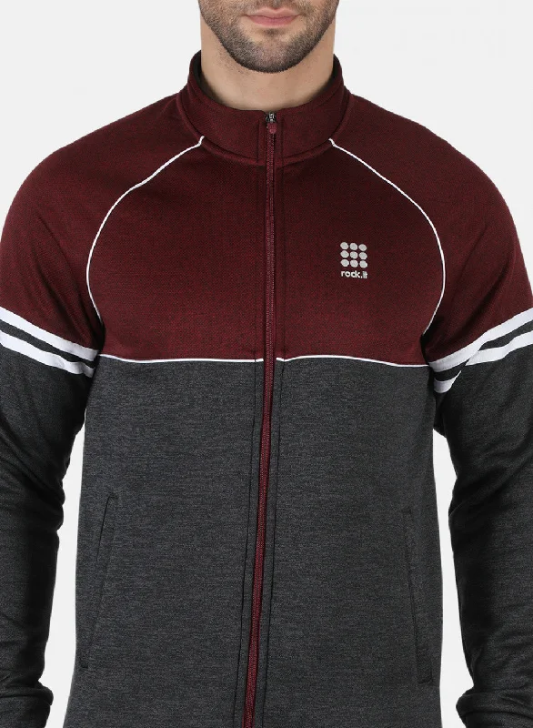 Maroon Regular Fit Full Sleeve Collar Neck Tracksuit