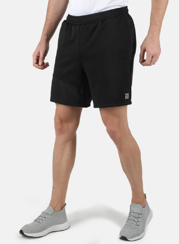 Men Black Self Design Short