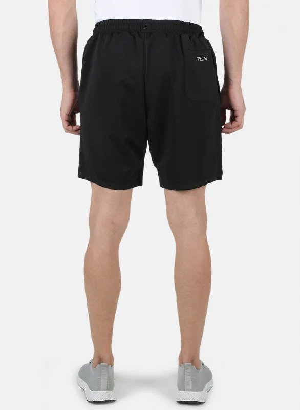 Men Black Self Design Short