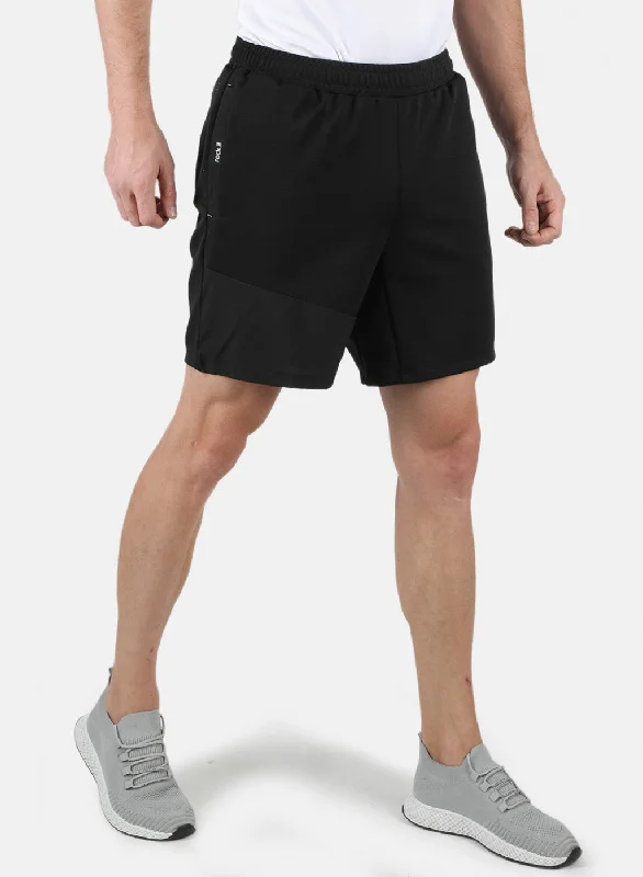 Men Black Self Design Short