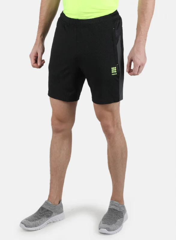 Men Black Self Design Shorts