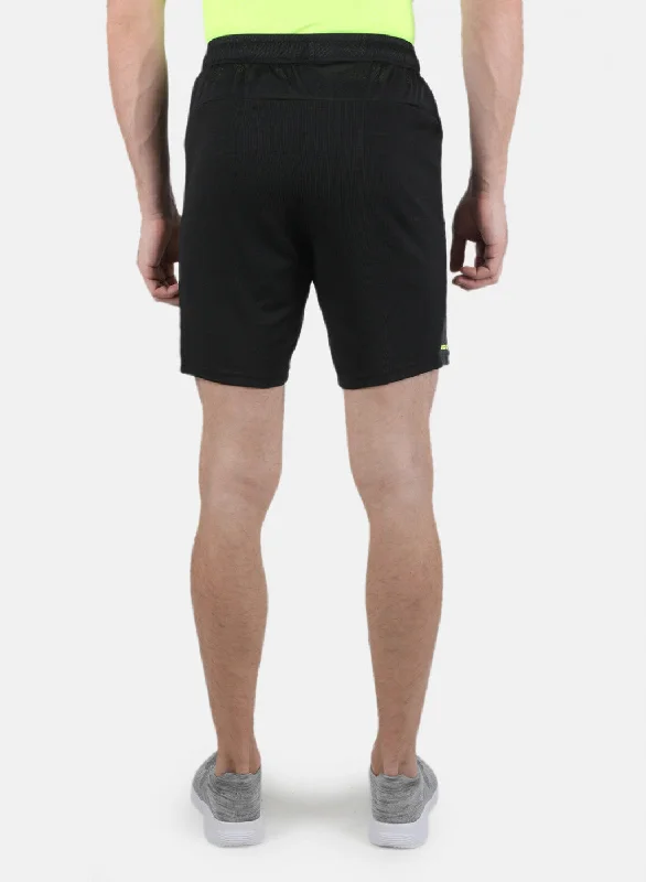 Men Black Self Design Shorts