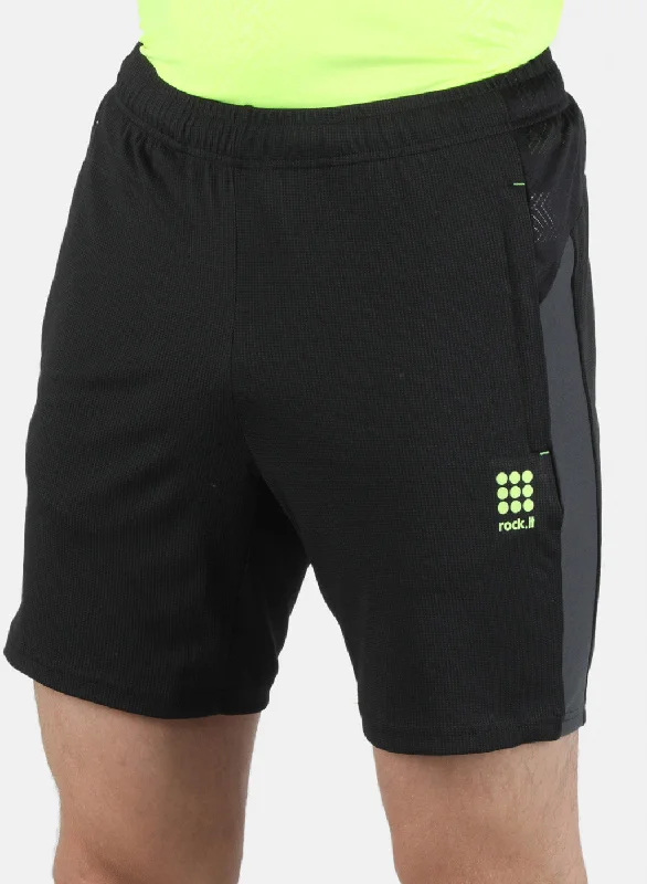 Men Black Self Design Shorts