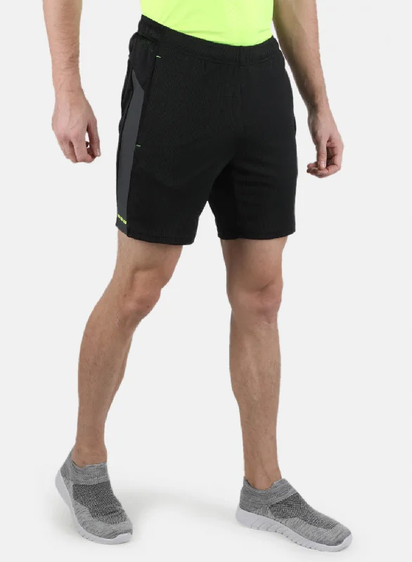 Men Black Self Design Shorts