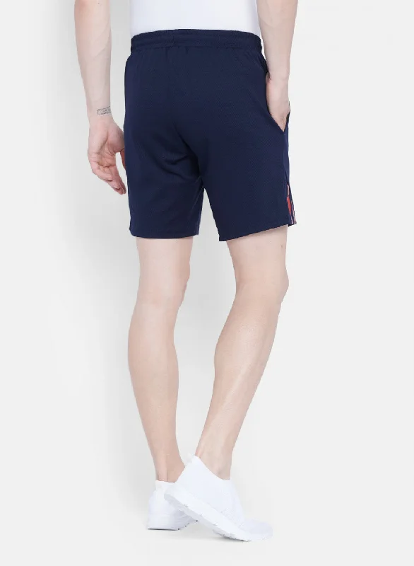 Mens Navy Blue Self Design Short