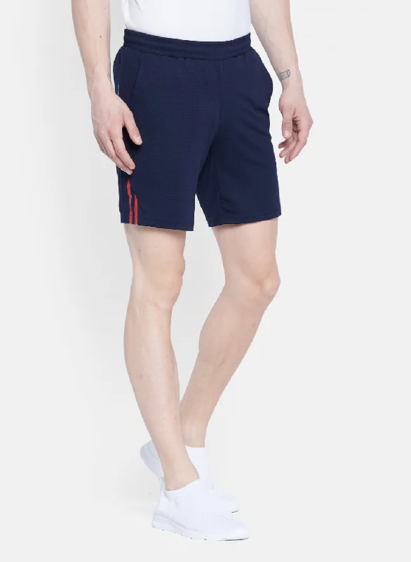 Mens Navy Blue Self Design Short