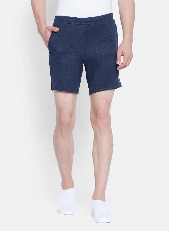 Mens Navy Blue Self Design Short