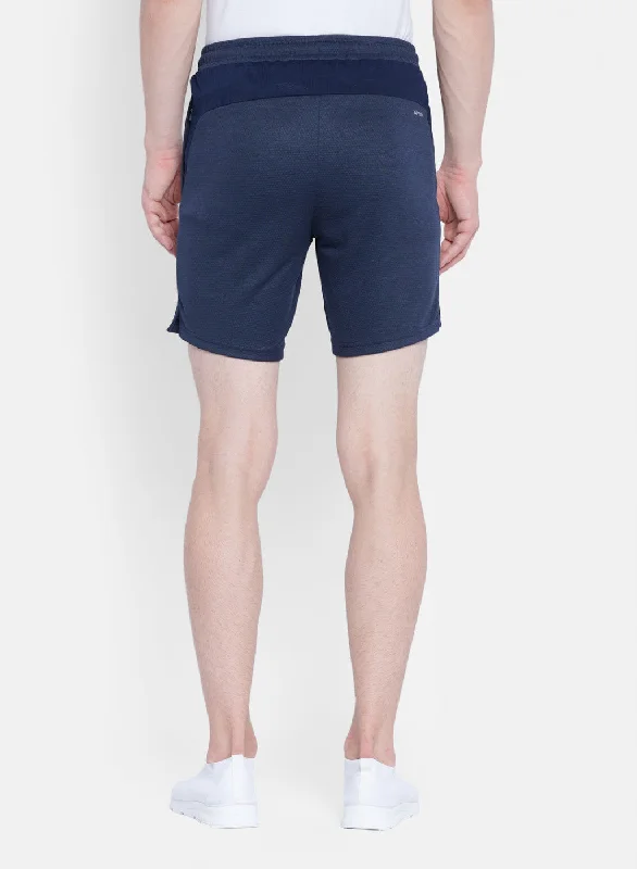 Mens Navy Blue Self Design Short