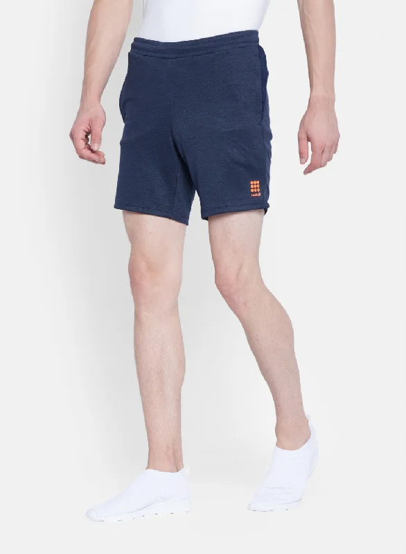 Mens Navy Blue Self Design Short