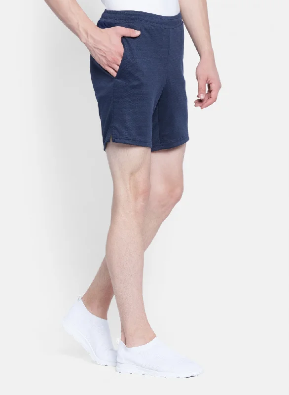 Mens Navy Blue Self Design Short