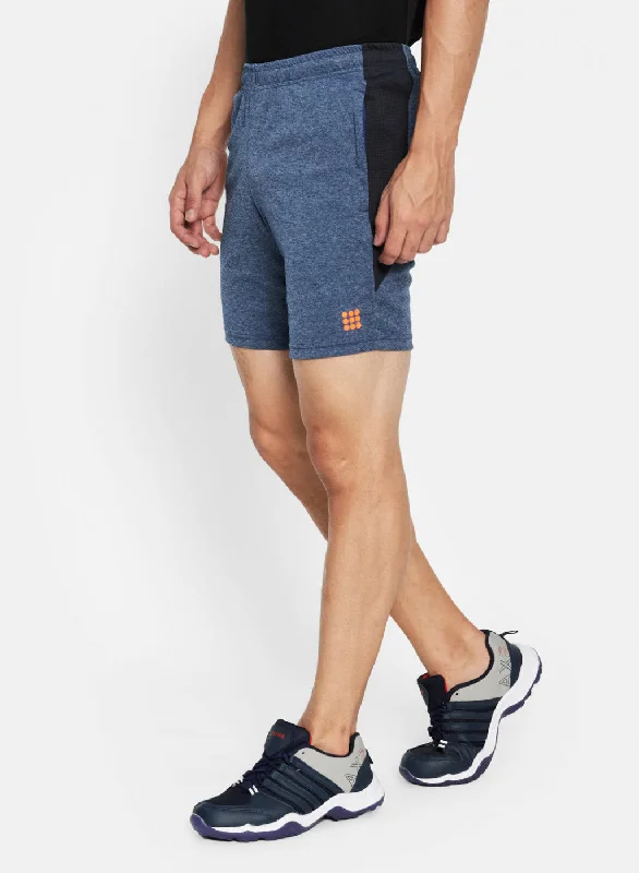 Mens NAvy Blue Self Design Short