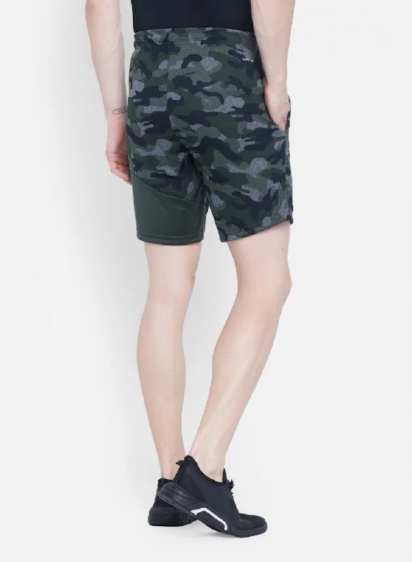 Mens Olive Printed Short