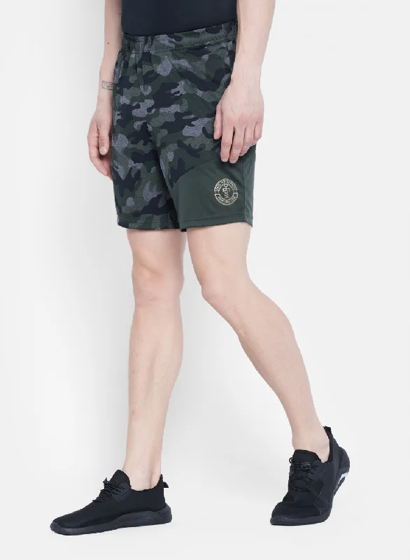 Mens Olive Printed Short