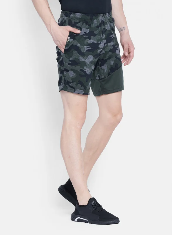 Mens Olive Printed Short