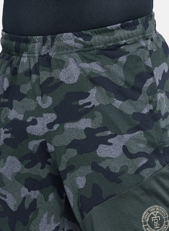 Mens Olive Printed Short