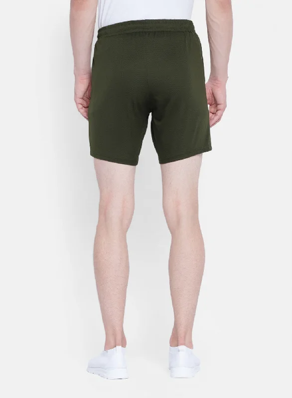 Mens Olive Self Design Short