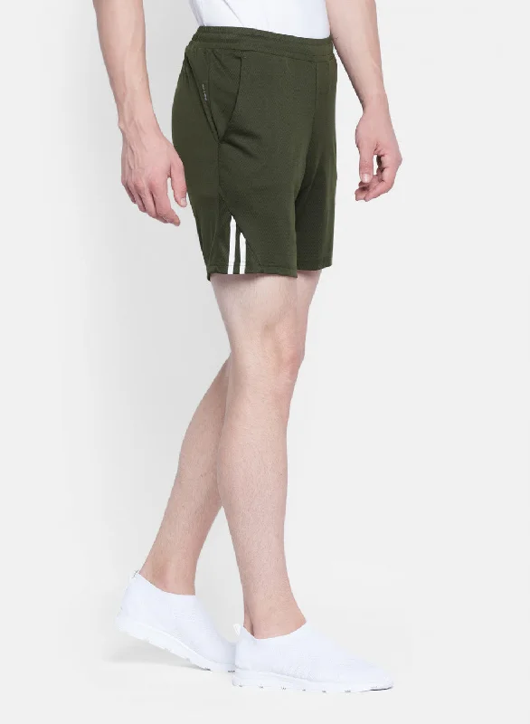 Mens Olive Self Design Short