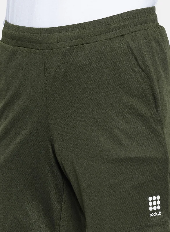 Mens Olive Self Design Short