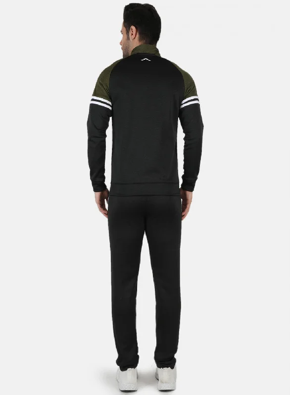 Olive Regular Fit Full Sleeve Collar Neck Tracksuit