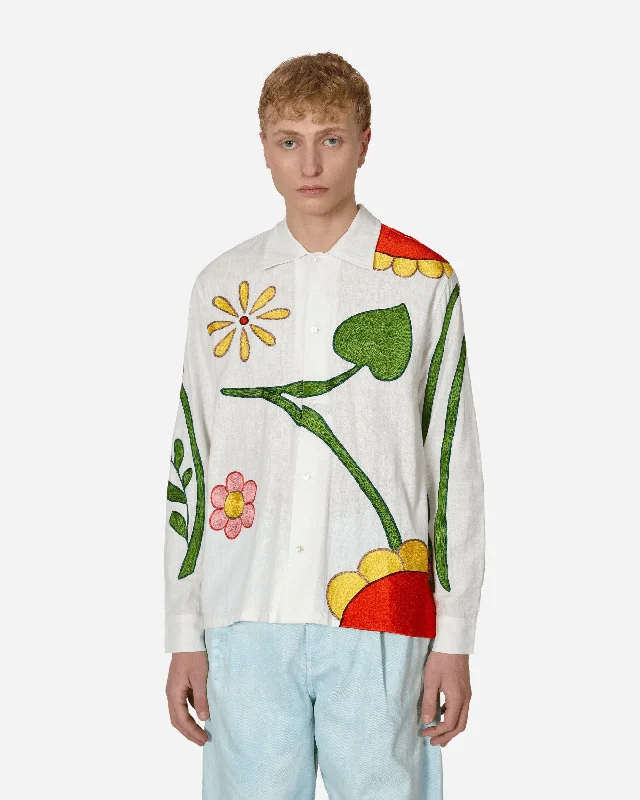 Embroidered Flower Shirt White