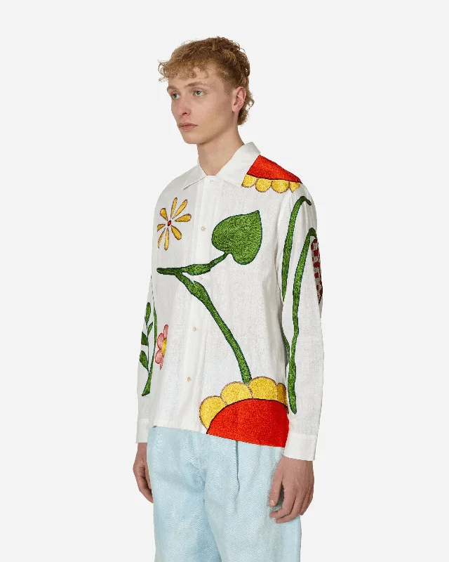 Embroidered Flower Shirt White