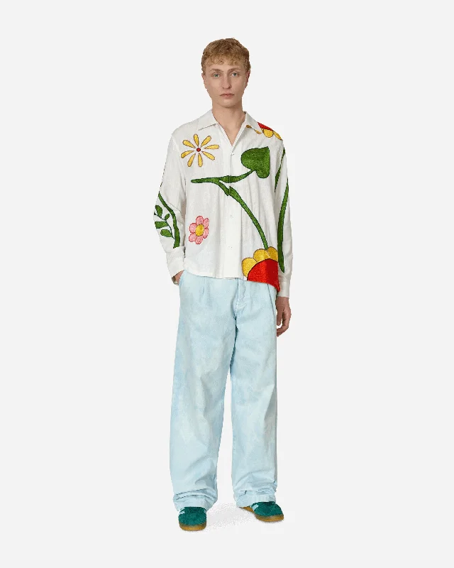 Embroidered Flower Shirt White