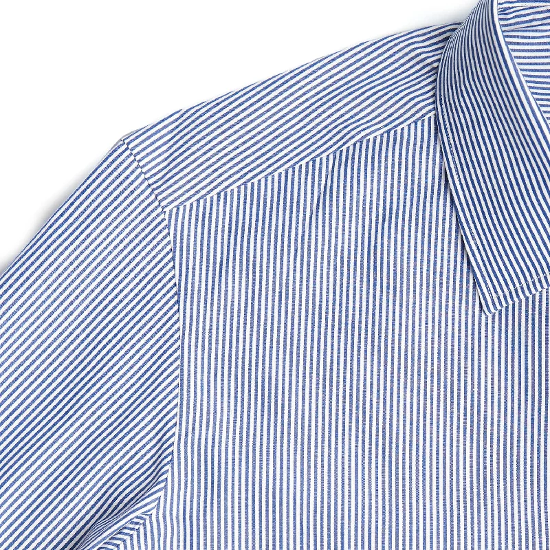 SLIM WHITE AND BLUE STRIPED CLASSIC SHIRT