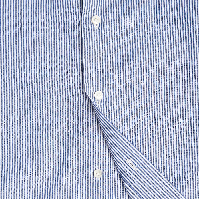 SLIM WHITE AND BLUE STRIPED CLASSIC SHIRT