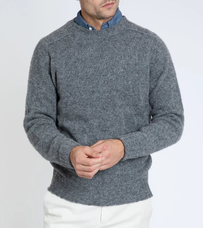 Trunk Berwick Brushed Shetland Crew Sweater: Dark Grey