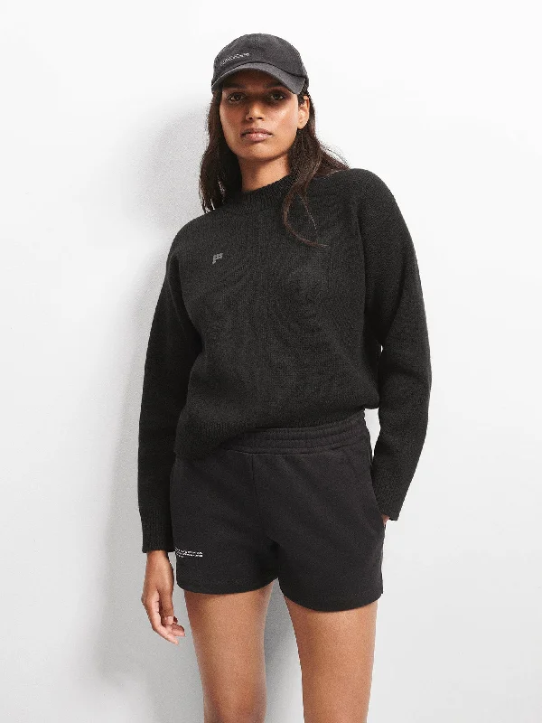 Women's Recycled Cashmere Sweater—black