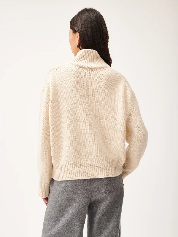 Women's Recycled Cashmere Turtleneck Sweater—ecru ivory