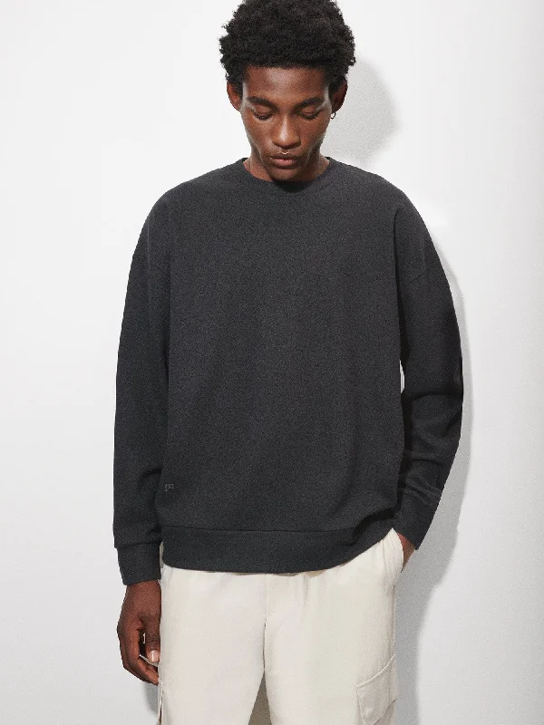 Recycled Wool Jersey Oversized Sweater—black