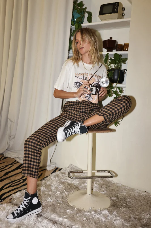 Bishop Tan Checkered Cropped Trousers